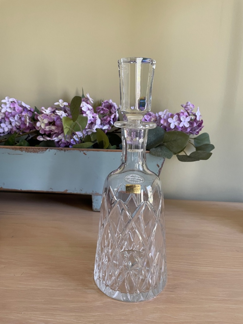 Vintage Royal Gallery Samobor Lead Crystal Decanter with Stopper